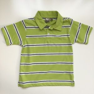 🛍 Sz 5 S/S Polo Shirt, Green, White Stripes